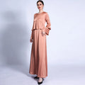 Elegant Satin Ruffle Abaya Maxi Dress Muslim Women's Kaftan for Islamic Events