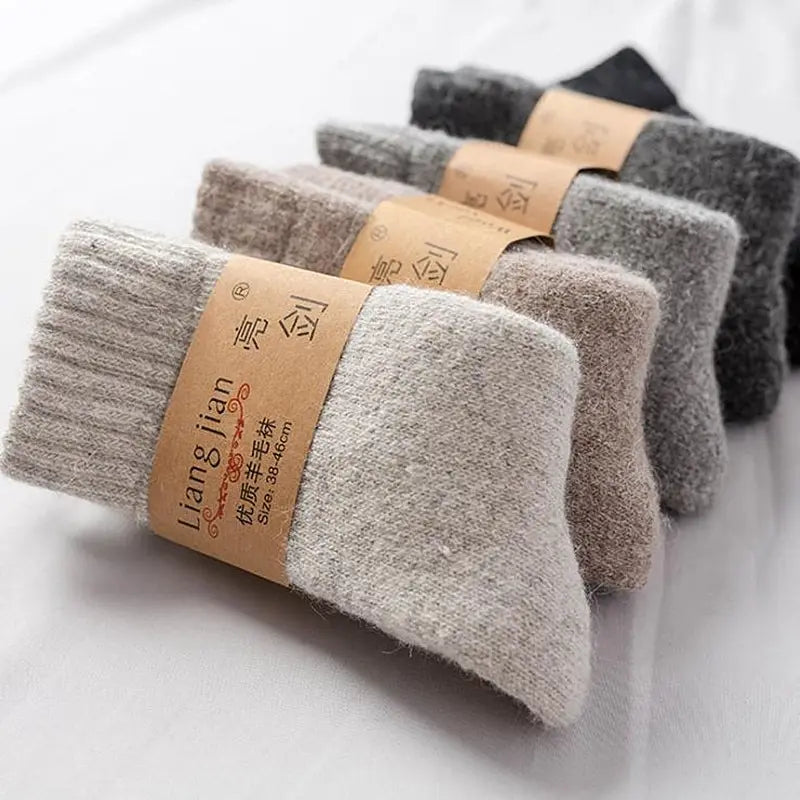Men Super Thicker Solid Sock Merino Wool Rabbit Socks Against Cold Snow Russia Winter Warm Funny Happy Male Sock