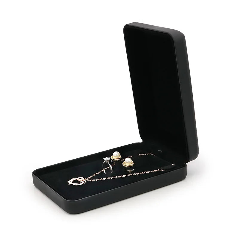 Custom Logo Fine Jewelry Gift Box Set for Men Black Rectangle Packaging for Men's Jewelry