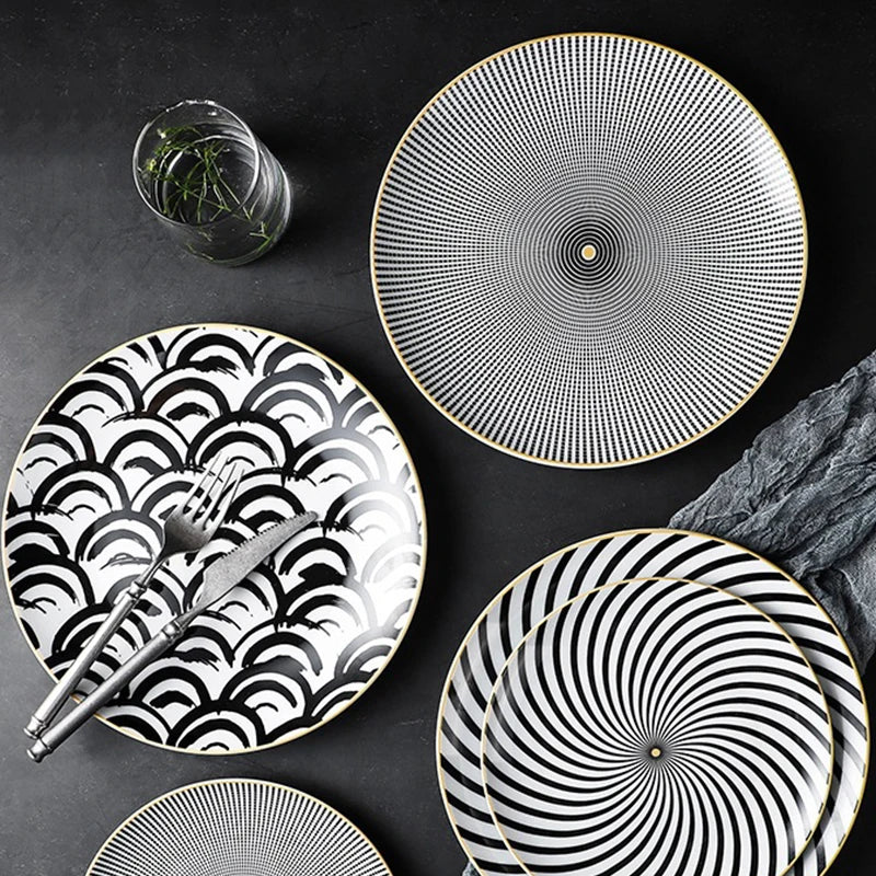 Porcelain Round Dinner Set Nordic Matte Plates Tableware Set Ceramic Stoneware Dinnerware Sets for Restaurant Home Hotel