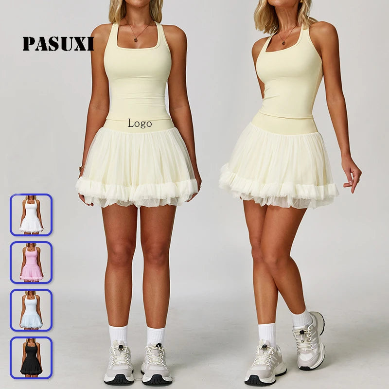 PASUXI Women's Yoga Set High Waist Tummy Control Hip-Lifting Workout Outfit Two Piece with Built-in Bra Quick-Dry Fitness Suit