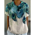 2025 New Spring/Summer Women's Pullover Crew-Neck 3D Printed Short-Sleeve T-Shirt for Foreign Trade
