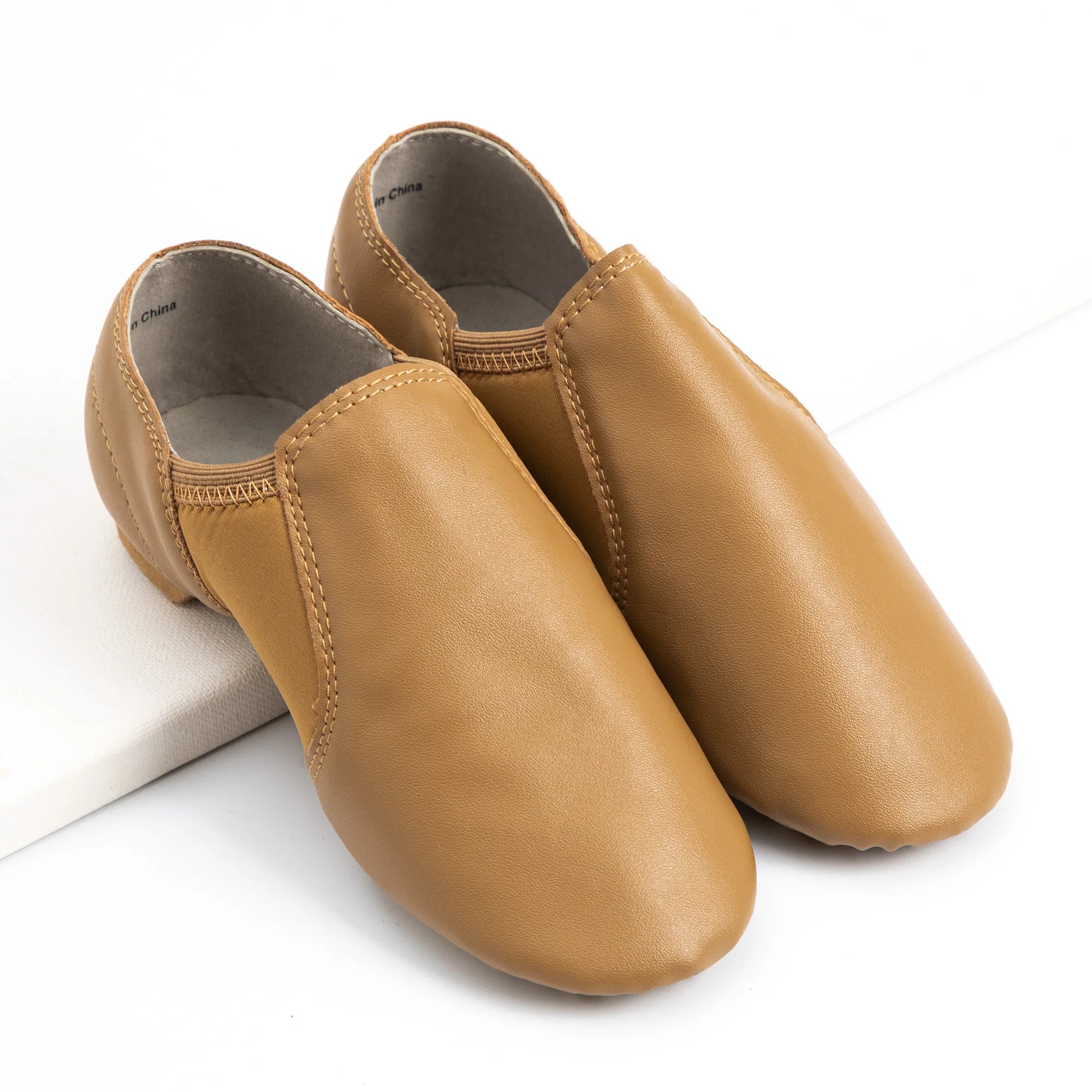US Dynadans Khaki Women's Leather Upper Slip-on Jazz Shoe US Local