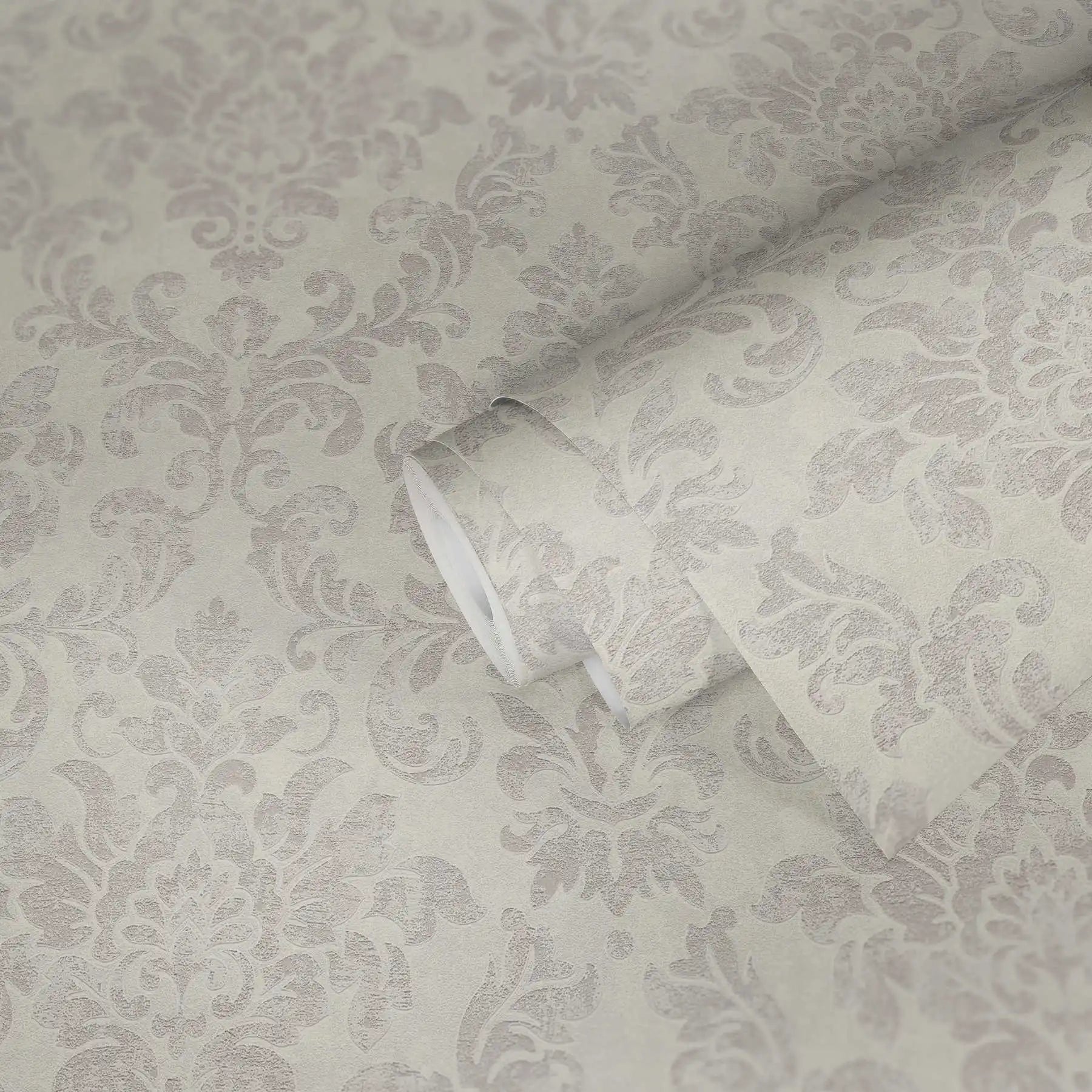 Germany Made Modern Damask Wallpaper Rolls White Grey Pink Non Woven Vinyl Highly Wash-Resistant for Kitchen Hotel Use