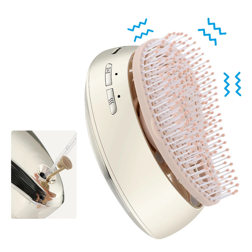Multi Function Hair Spa Brush Electric Scalp Massager Brush Comb With Atomized Hair Oil Applicator Dispenser for Shiny Hair
