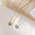 Gold Plated Stainless Steel Necklace Waterproof Hypoallergenic Jewelry Hollow Glossy Heart Pendant Necklace for Women