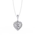 Hot Sale Trendy Charming Heart Pendant Necklace for Women Rose Gold Emerald Cut Diamond Rhodium Plated Rope Chain Pendant