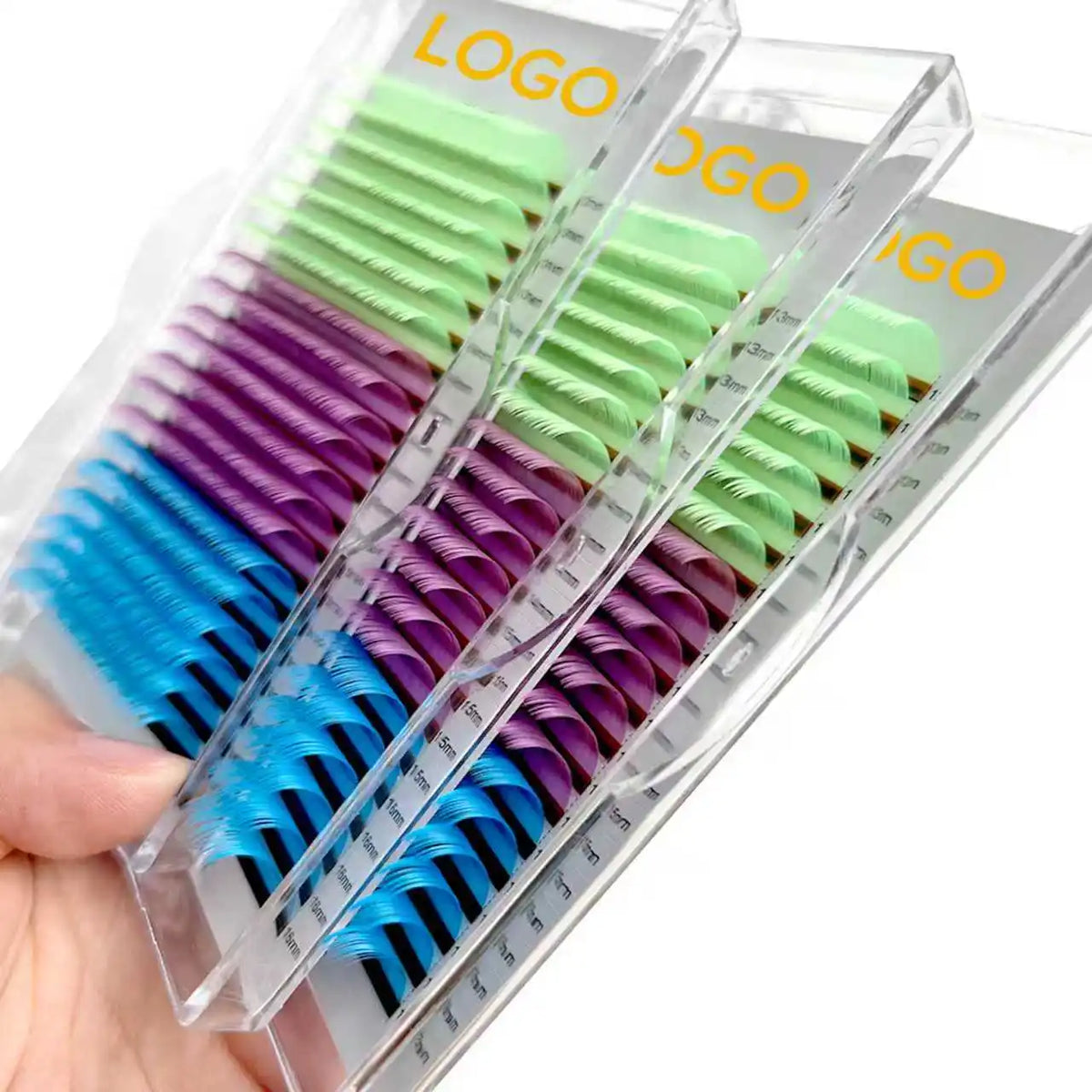 Meecil Wholesale Lashes Color Eyelash Tray Supplies Packaging Box UV Lashes Neon Colored Individual Eyelash Extension MegaBDM