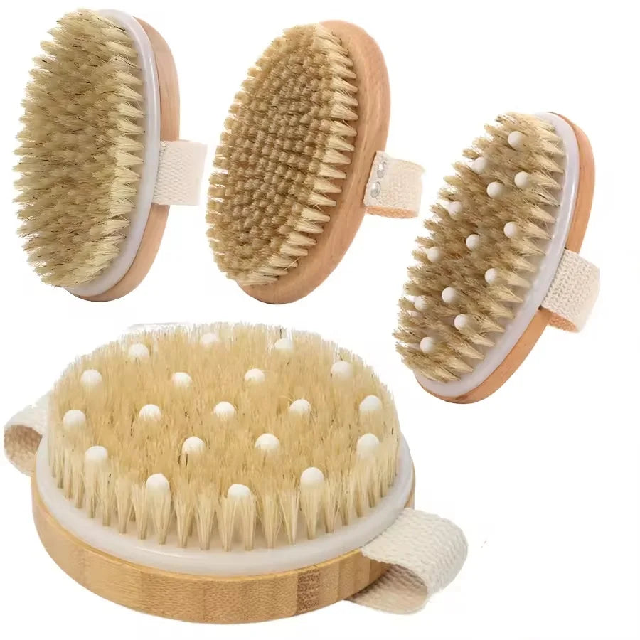 Wooden Brush for Dry Skin & Lymphatic Massage Dry-Brushing Cleaning Tool for Use in the Shower