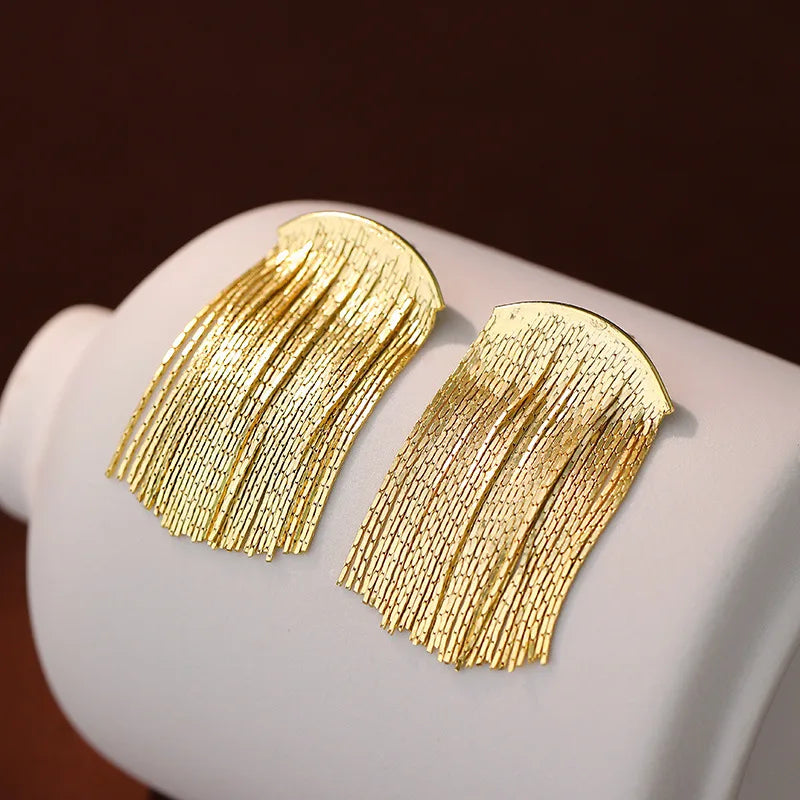 Aimgal Fine Jewelry Trendy Retro Stud Earrings Large Curved Gold Plated S925 Sterling Silver-Anniversary & Party Gift