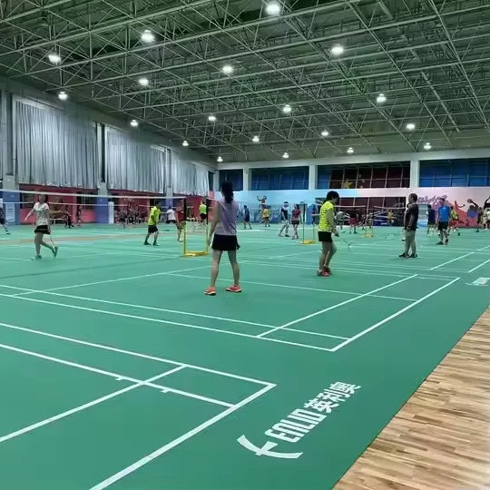 Enlio BWF Certified Pro PVC Badminton Flooring - Pre-Marked Tournament Court Surface with Non-Slip Texture