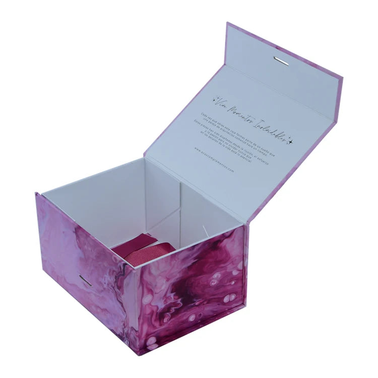 Custom Matte Pink Colorful Foldable Magnetic Jewelry Gift Box With Ribbon Necklace Collapsible Gift Box With Magnetic Closure