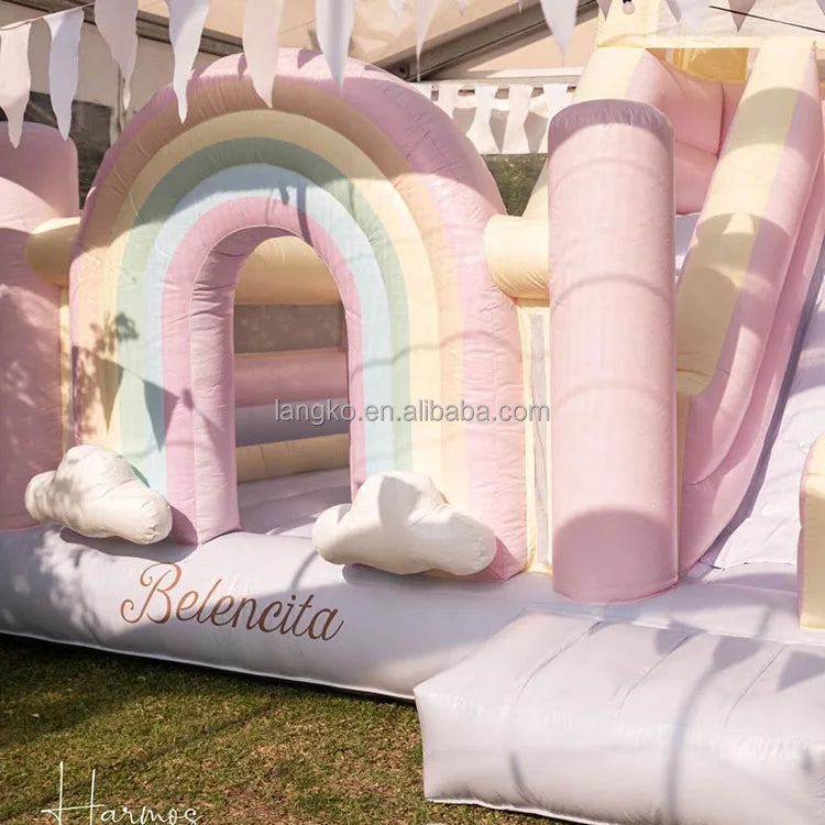 Rainbow Bounce House Mini Bouncy Castle Pink Castillo Inflatable Bouncer Combo for Sale