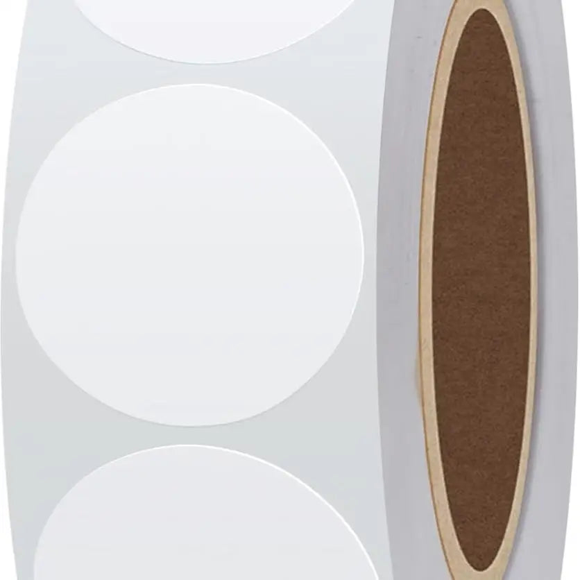 White Permanent Color-Code Dot Stickers Round Semi Gloss Paper Stickers Adhesive Label (1 Inch)