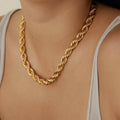 Vintage Design PVD 18K Gold Plated Twisted Rope Unisex Chain Necklace Trendy Custom Jewelry for Daily