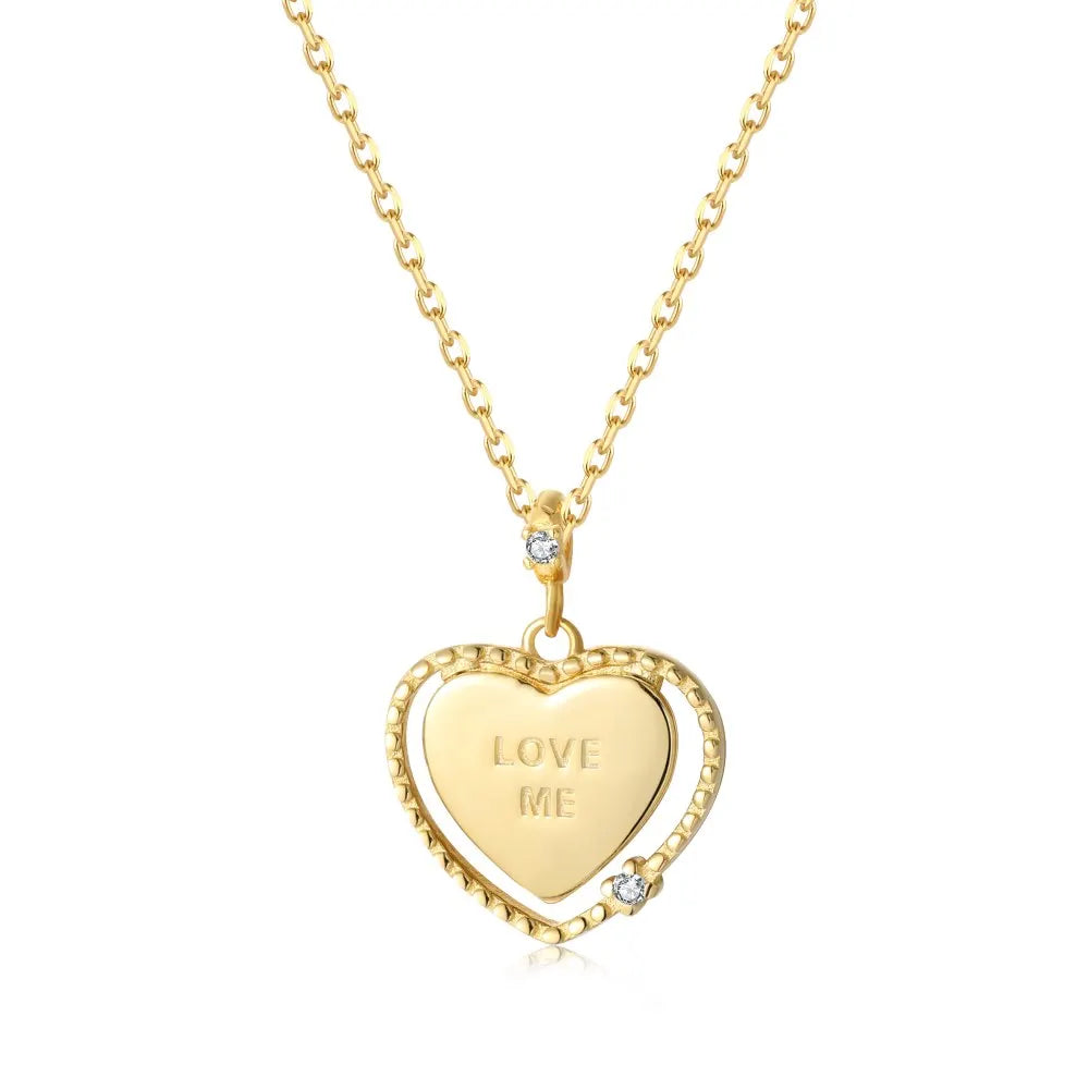 Trendy Zircon 925 Sterling Silver English Letter Love Me Love Necklace Female Gold Chain Necklace for Women