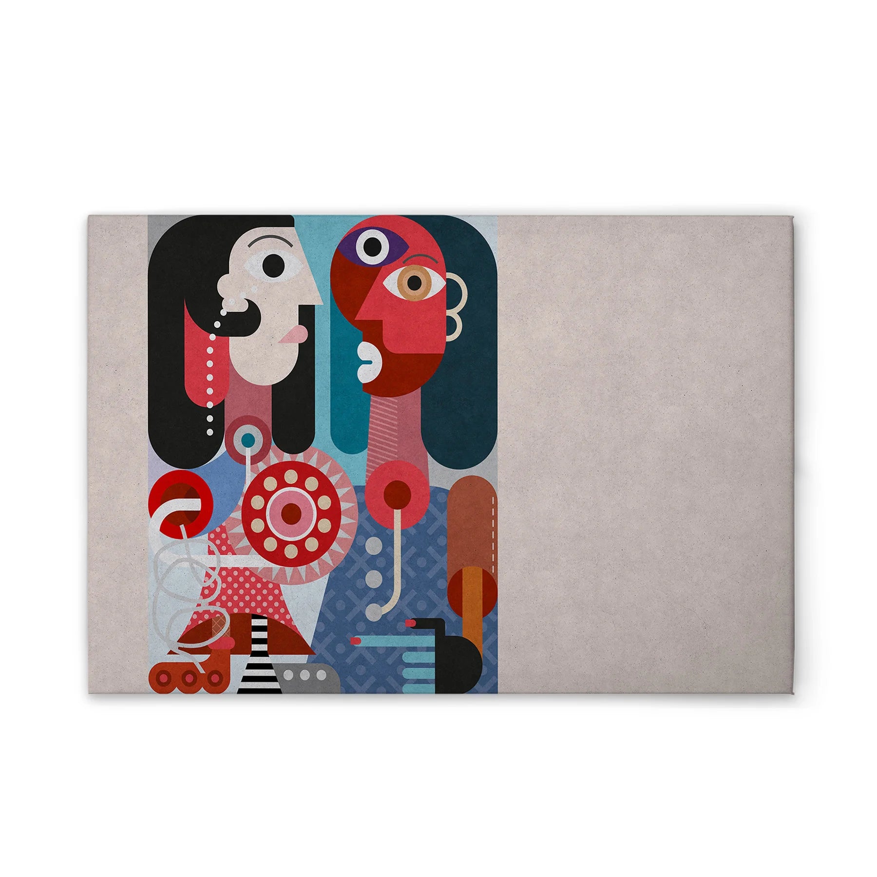 Made In Germany - Home Decor Canvas Picture Colourful Pop Art Abstract - Wall Mural In Cream And Grey - Stretcher Frame Art