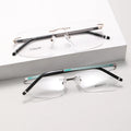FEROCE Unisex Rimless Square Oval Titanium Lightweight Comfortable Clear Spectacles Optical Frames for Daily Wear