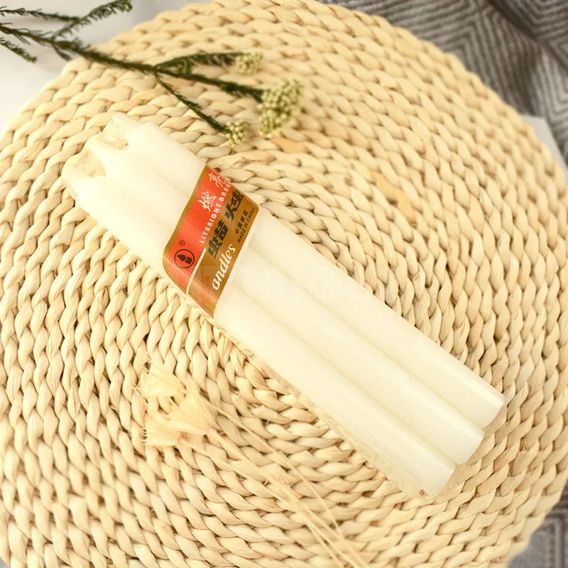 White Household Dinner Candles 8 Inch Dinner Candlesticks 7 Hours Clean Burning Shabbat Stick Candles Burns a Consistent Flame