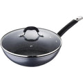 MasterPRO 28x8cm Wok with Forged Aluminum Lid Suitable for Induction