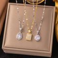 PFT New Stainless Steel Charm Necklace Water Drop Zircon Compact Geometric Design for Women Fashionable Collarbone Chain Gift MegaBDM