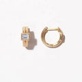 Gold Vermeil 925 Silver Zirconia Baguette Tiny Huggie Hoop Delicate Earrings