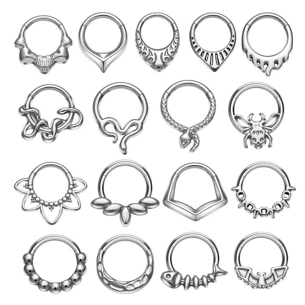 G23 Titanium 16G Nose Ring Segment Clicker Earrings Cartilage Tragus Helix Lip Labret Piercing Fashion Body Jewelry