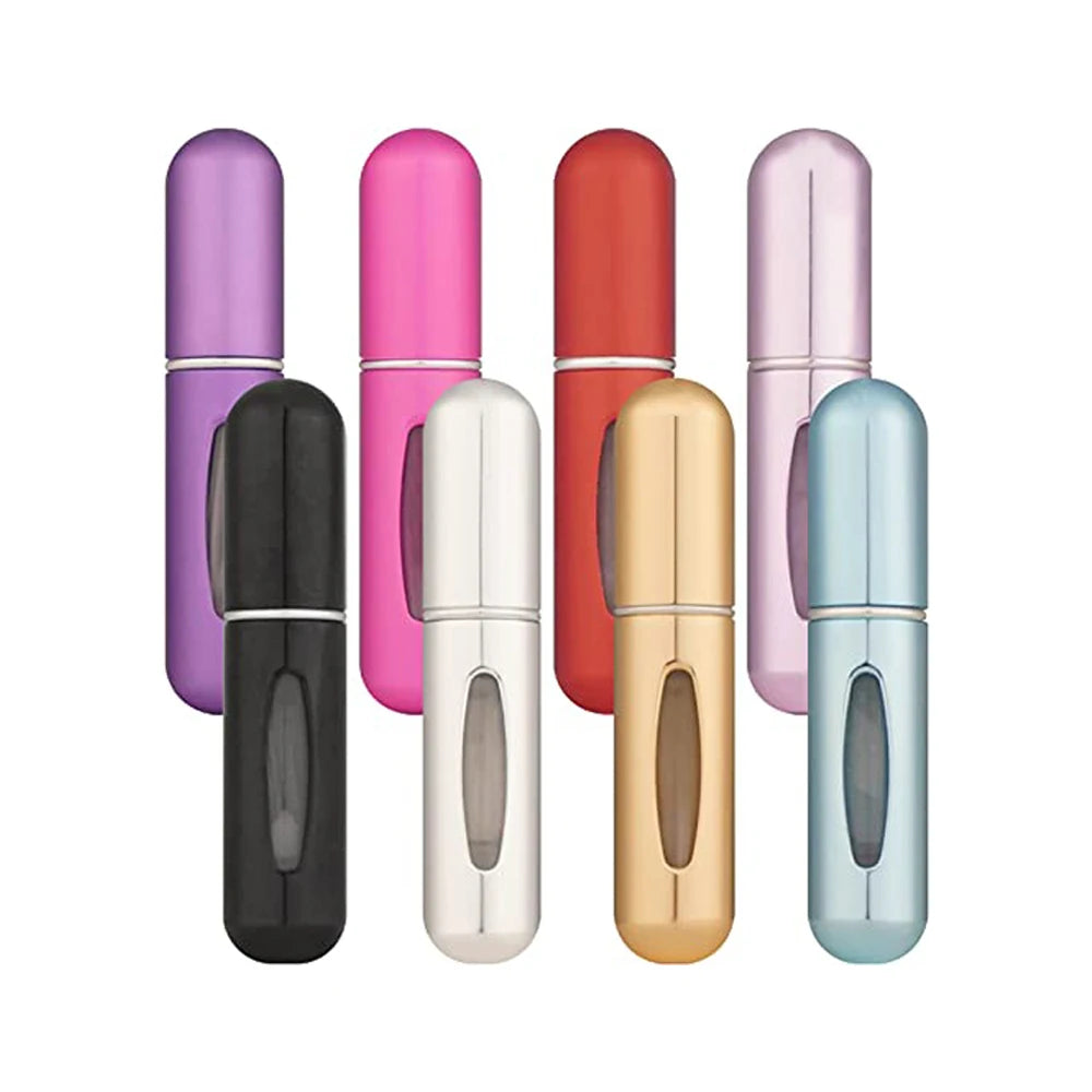 Portable Mini Refillable Perfume Spray Atomizer Bottle Scent Pump Case 8 Pcs Pack 5ml Cosmetic Lotion Lipstick Toothpaste