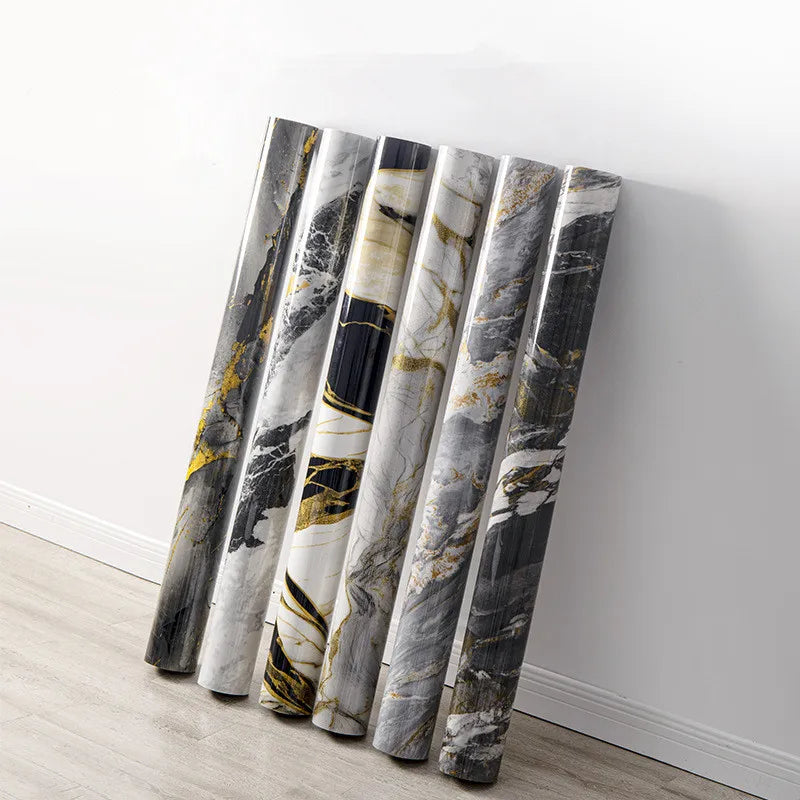 New Gilded Self-Adhesive Waterproof Anti-Static Thickened PVC Marble Geometric Wall Sticker Sound-Absorbing Entertainment