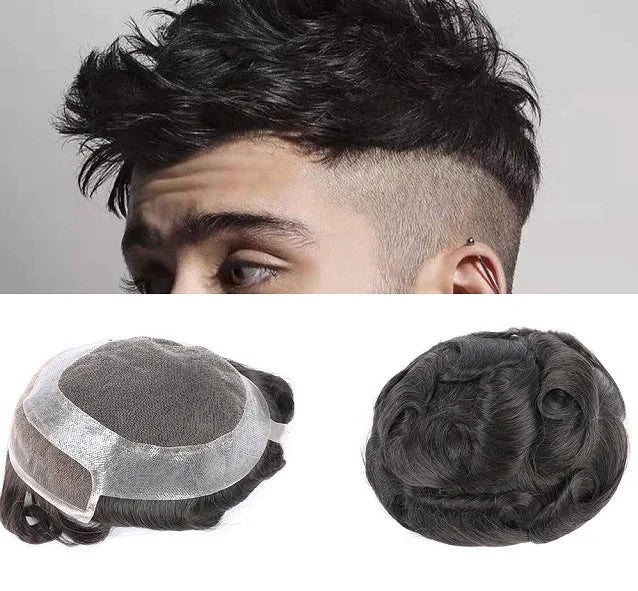 LL Beauty Swiss Lace Front Men Toupee Wig Natural Hairline HD Human Hair Toupee HD Base Man United  Men Hair Wig