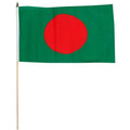 Custom Printed 14x21cm Polyester Bangladesh Hand Waving Flag with Fiberglass Pole Waterproof & Eco-Friendly