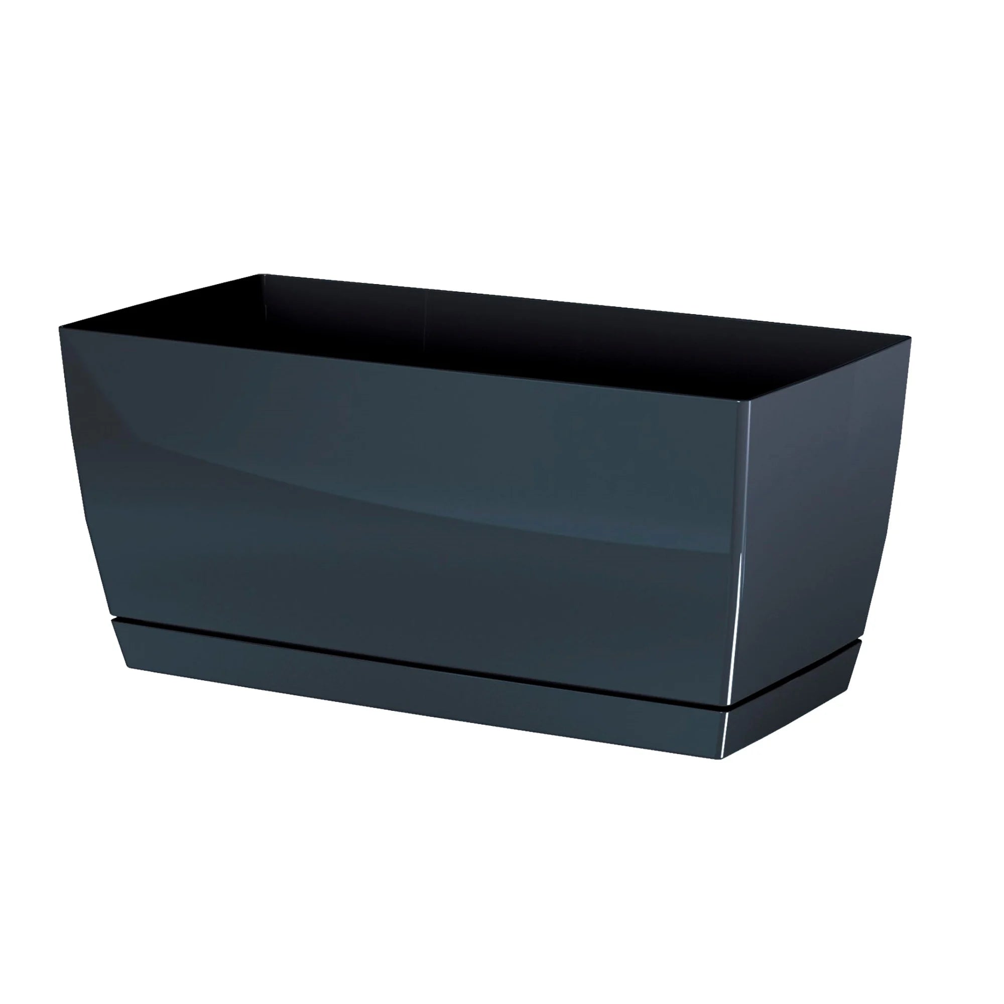 Coubi Case P plastic planter in graphite color 29 (length) x 14.2 (width) x 13.6 (height) cm