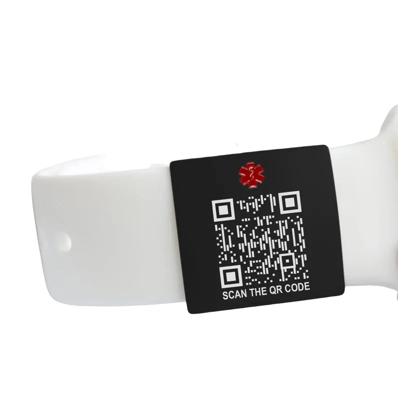 Medical Allergy ID Tag Emergency Contacts Diabetes Steel Plate for Bracelet Watch Band