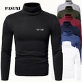 PASUXI Men's Thermal Shirt 2025 New High Collar Long Sleeve Plus Velvet Base Layer T-Shirt Solid Color Available in 7 Colors