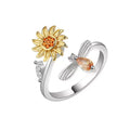 2023 Sunflower Bee Stress Relief Jewelry Ring for Women Fidget Anxiety Rings Open Spinning Fidget Rings