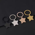 Custom Logo Engraved Stainless Steel Metal Star Keychain DIY Bulk Personalized Mirror Polished Pet Dog Tag Blank Pendant Keyring