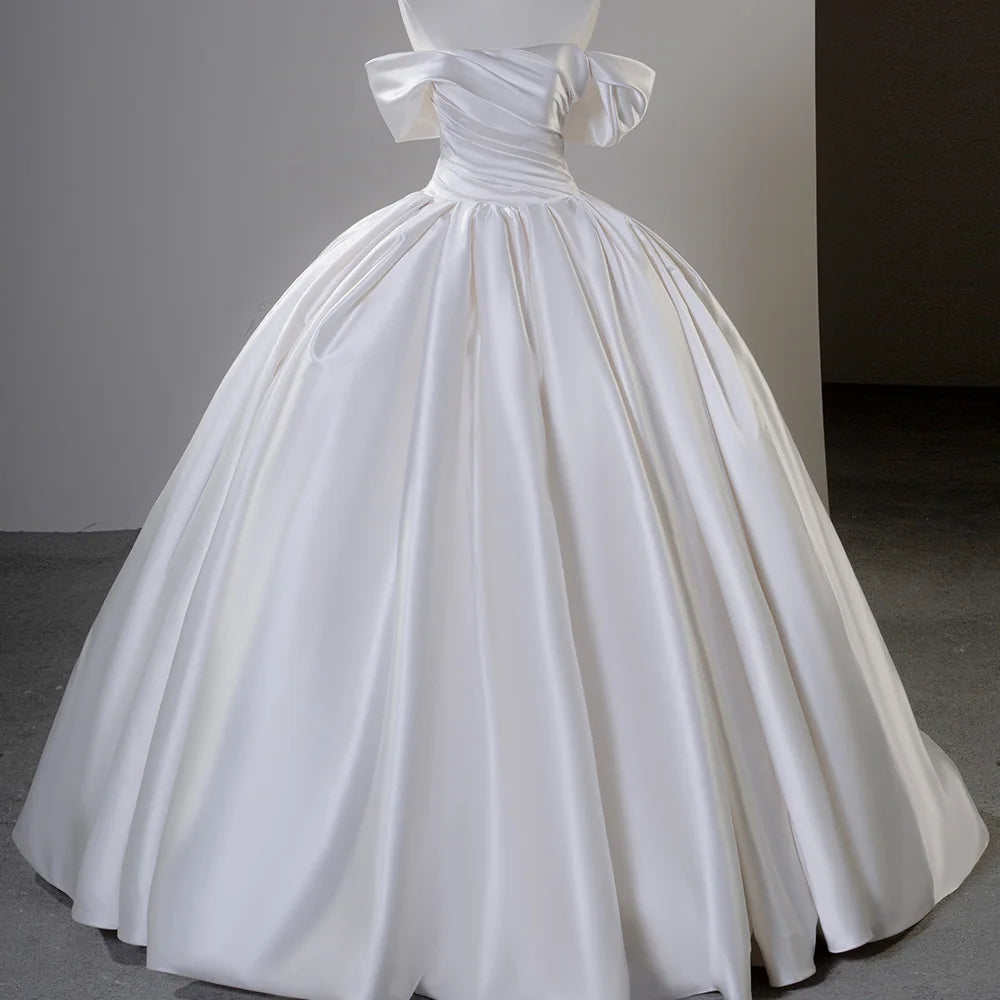 For Jancember SFY07 Boho Off-Shoulder Ruffle Ball Gown Dress Natural Wedding Party for Girls Anti-Static Pleat Floor-Length