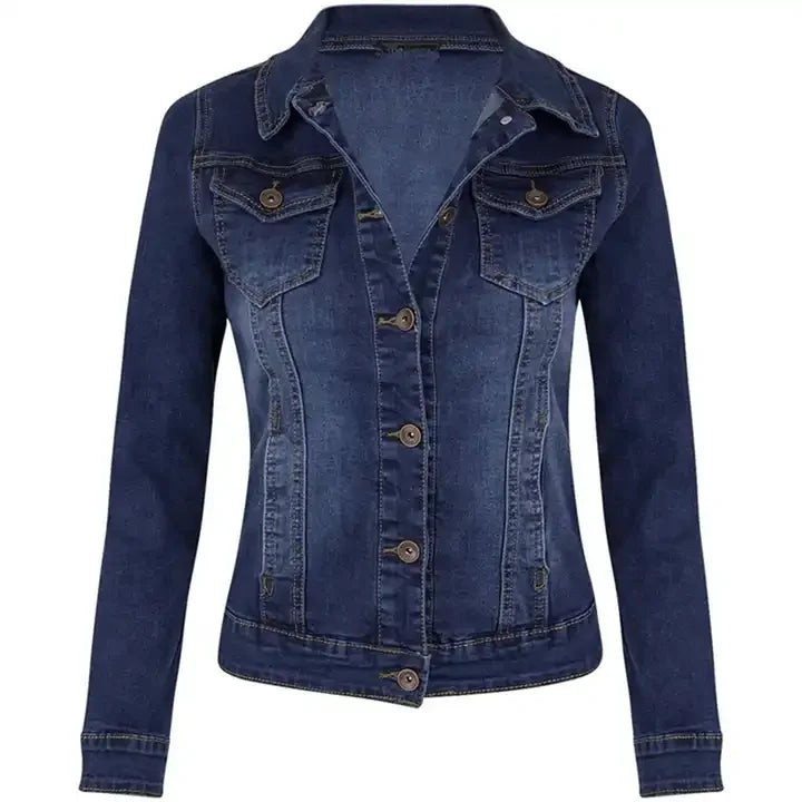 Durable Blue Denim Jean Jacket for Women Classic Custom Casual Denim Jackets Wholesale Fashion Outerwear for Everyday Wear