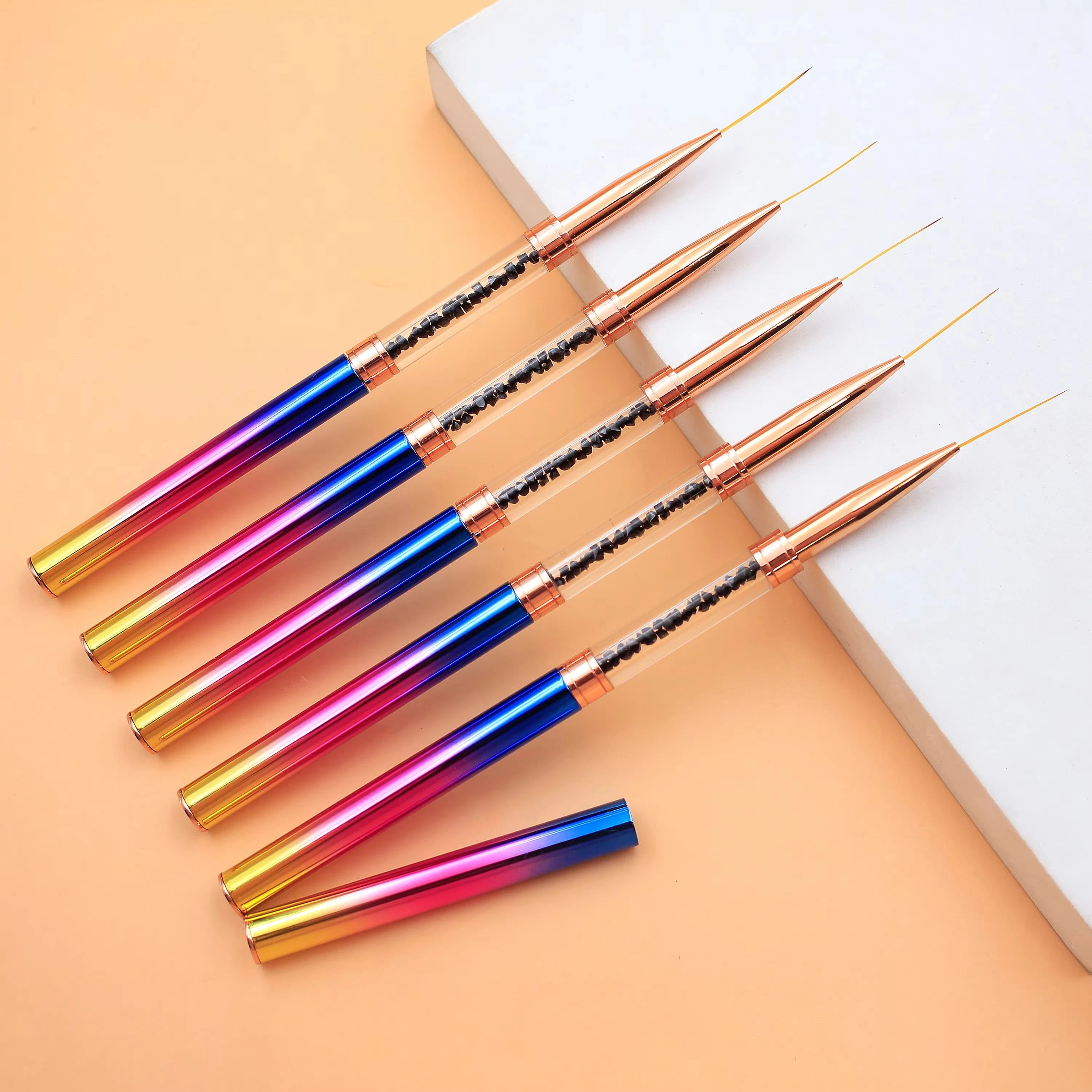 2025 JX Metal Handle Double Ended Fine Liner Professional Acrylic Nail Art Brush Personalized Customized Painting Drawing Tools