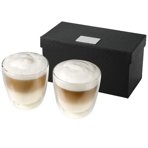 Set of 2 'Wedding' Glass Coffee Cups