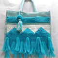 Handcrafted Cotton Woven Foldable Tote Bags Fringe Pom Pom Rope Zipper Closure Stylish Boho Shoulder Bags for Ladies Casual