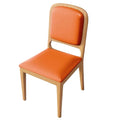 Orange Leather Solid Wood Dining Restaurant Chair