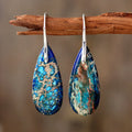 2023 Bohemian Natural Red Imperial Jasper Semi-precious Stone Teardrop Gemstone Dangle Earrings for Women Jewelry