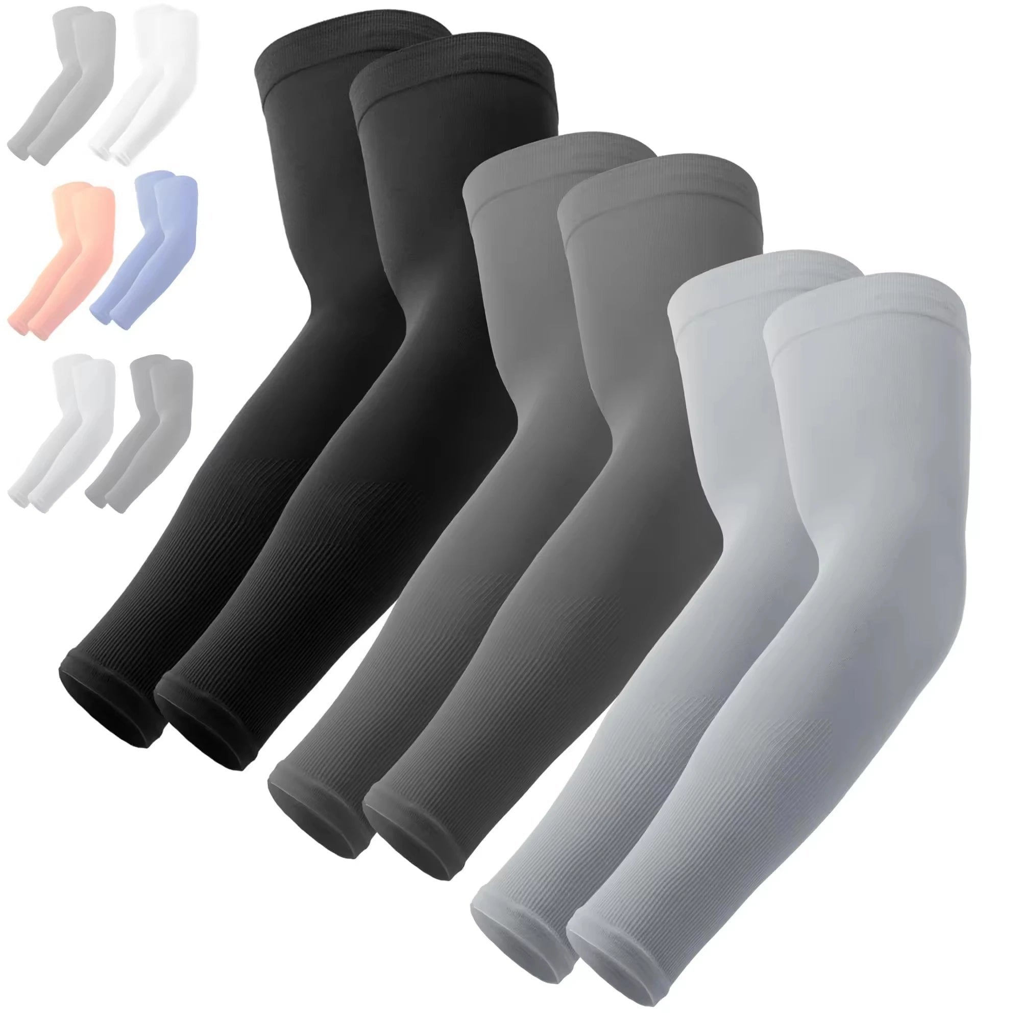 Custom Men Gym Running Elbow Protective Compression Basketball Volleyball Football Sport UV Sun Cycling Ice Silk Cool Arm Sleeve
