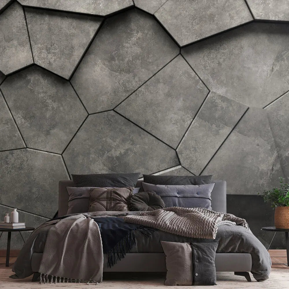 Germany Made Photo Wallpaper Murals Stone Look Black Anthracite Grey Non Woven Vinyl Wall Mural Bulk 371x280m Dining Bedroom