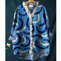 2025 Summer Women's Casual Comfortable and Loose Printed V-neck Shirt with Temperament Suitable for Commuting