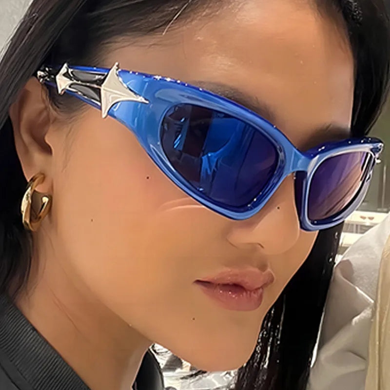 2025 Custom Logo Unique Fashion Star Legs Punk Goggles Sun Glasses UV400 Y2K Cat Eye Sunglasses Men Women