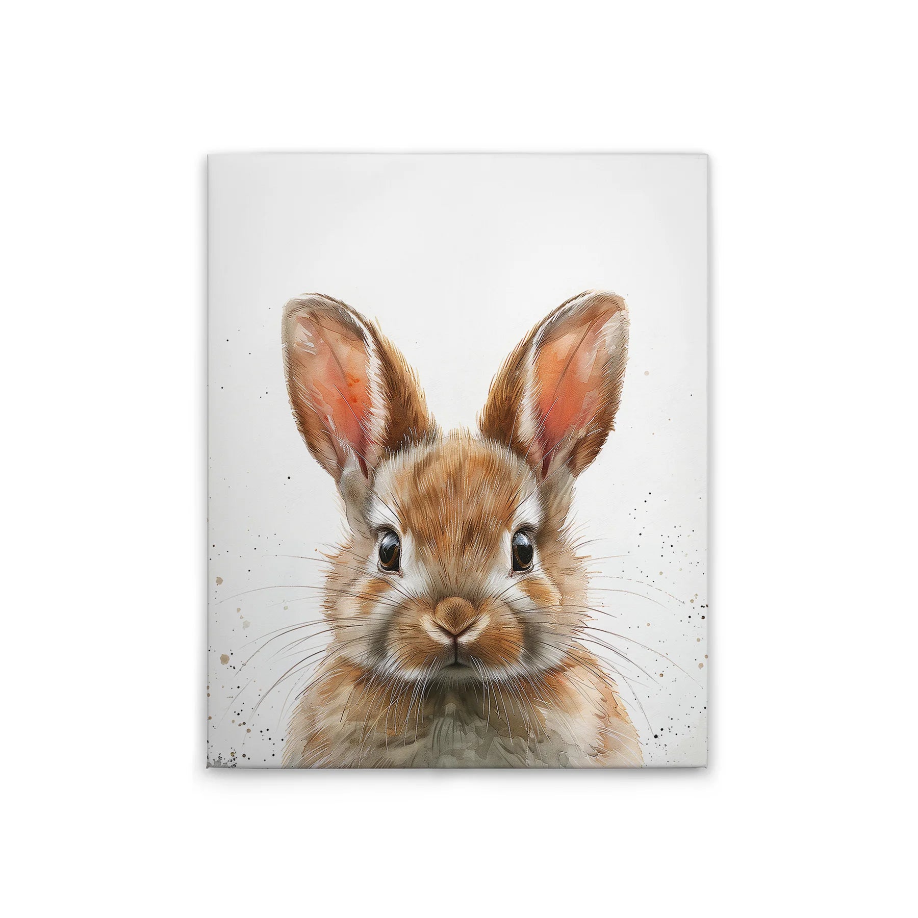 Modern Baby Rabbit Nursery Wall Art-Made in Germany Canvas on Stretcher Frame with Hanging Hook-White & Brown for Wedding