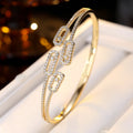Resoul Oval Bezel Open Zircon Cuff Bangle Silver Plated Luxury Fashion Bracelets Jewelry for Women Party Daily Wear MegaBDM