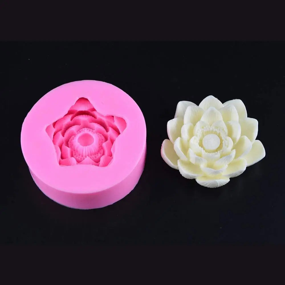Lovely 3D Lotus Flower Shaped Silicone Soap Mold Wax Candle Making Mold Epoxy Resin DIY Craft